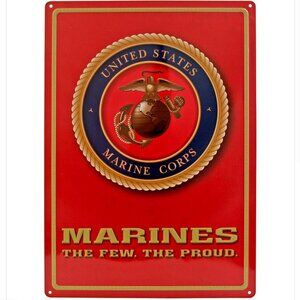 United States Marine Corp Crest and Creed Metal Sign 16x12 Inch Tin Sign